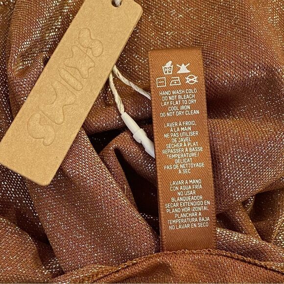 SKIMS Copper Shimmer Crew Neck Sleeveless Thong Bodysuit Sz 4X NWT - Picture 9 of 12